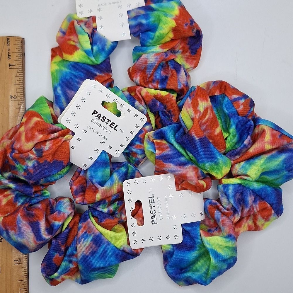 Tiedye Jumbo scrunchie blue yellow red hair tie accessory
